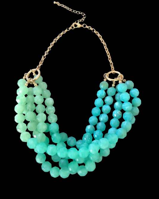 Turquoise Acrylic Bead Statement Necklace