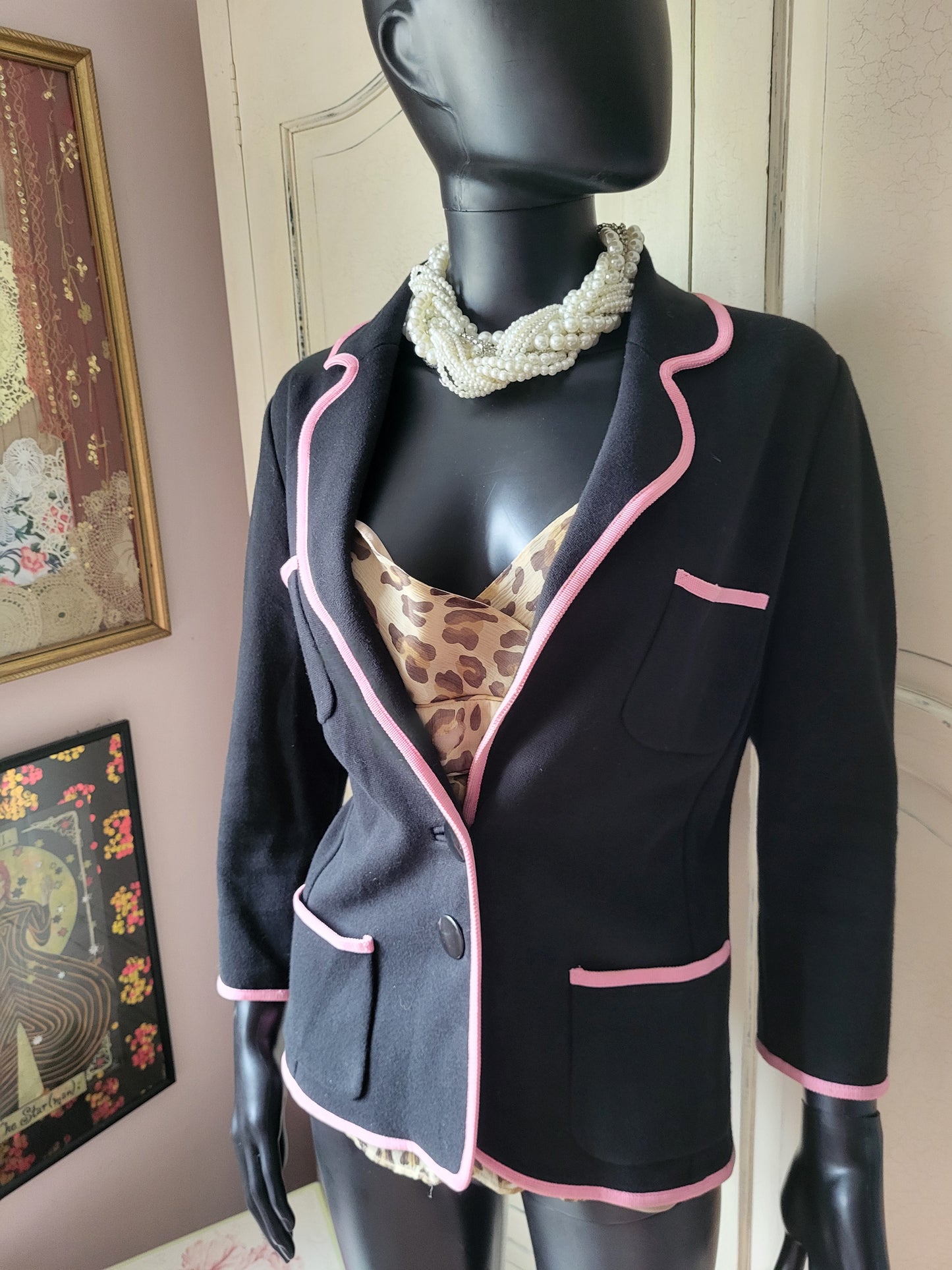 Jaeger Navy and Pink Blazer