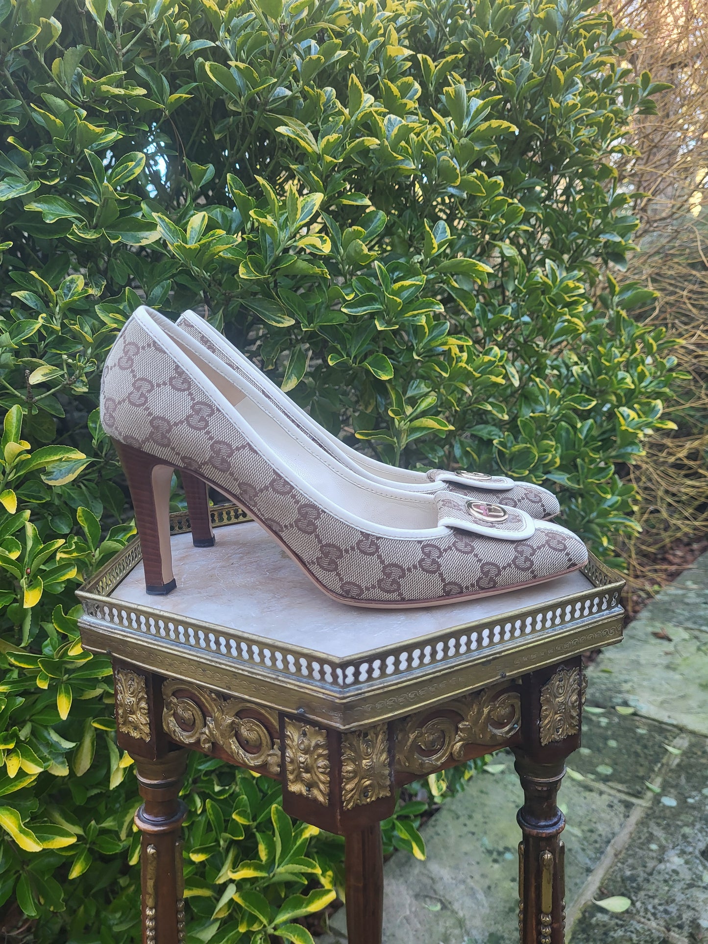 Gucci GG Monogram Canvas Pumps