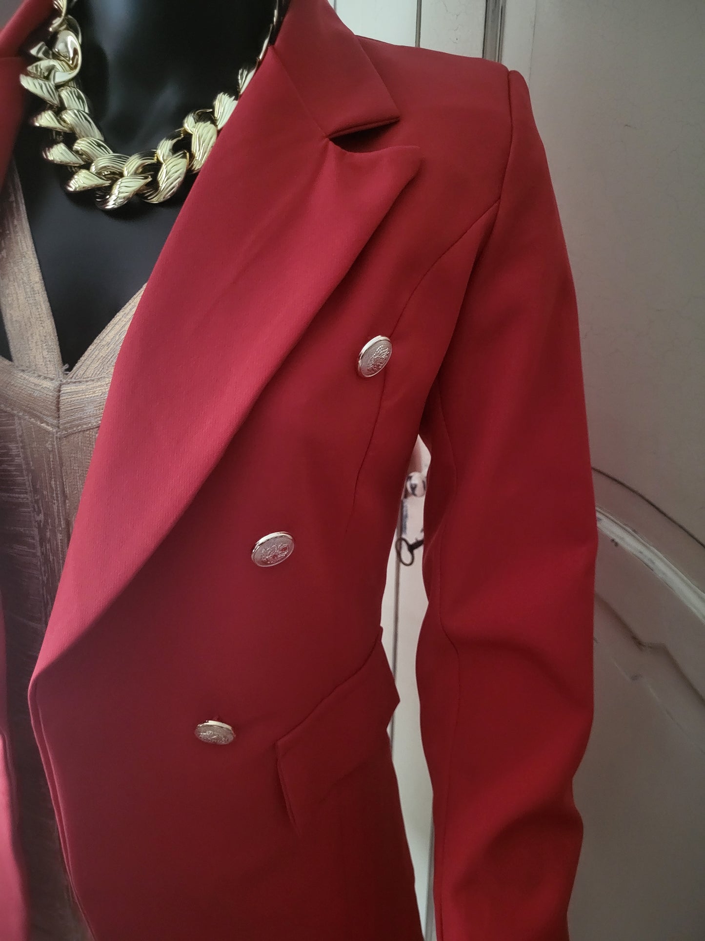 Pillar-box Red Structured Blazer
