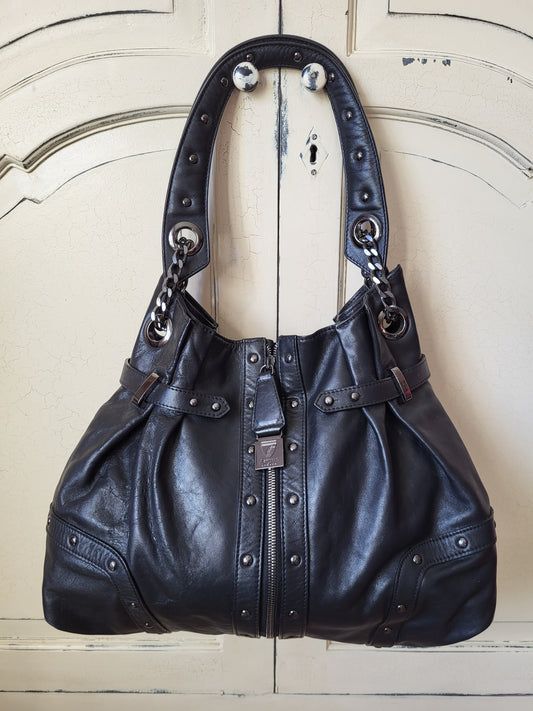 Aspinal of London Leather Biker Slouch Bag