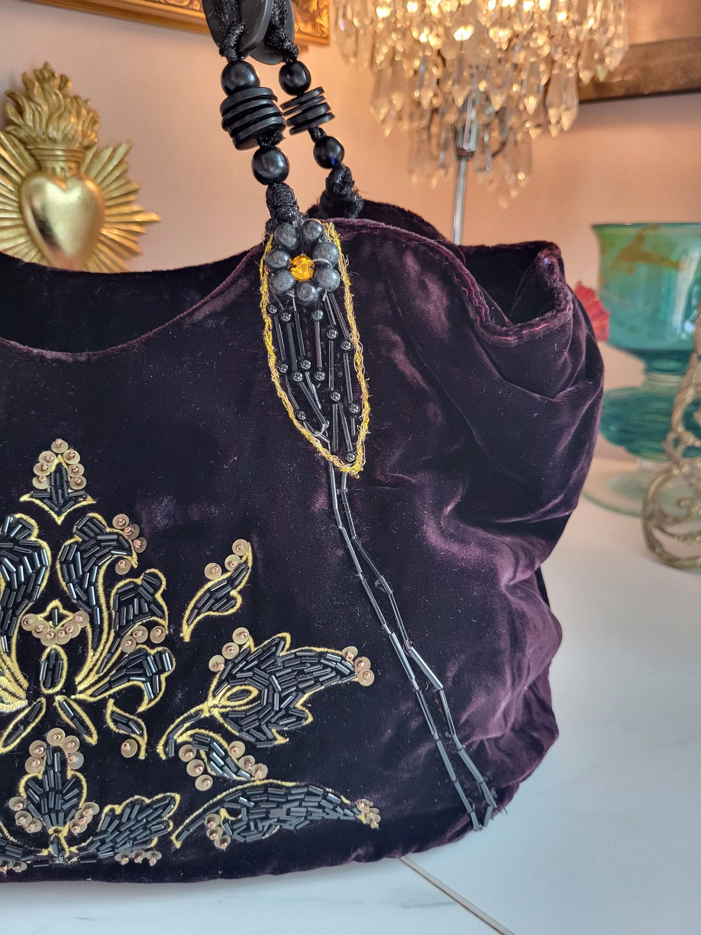 Baroque Beaded Deep Purple Handbag