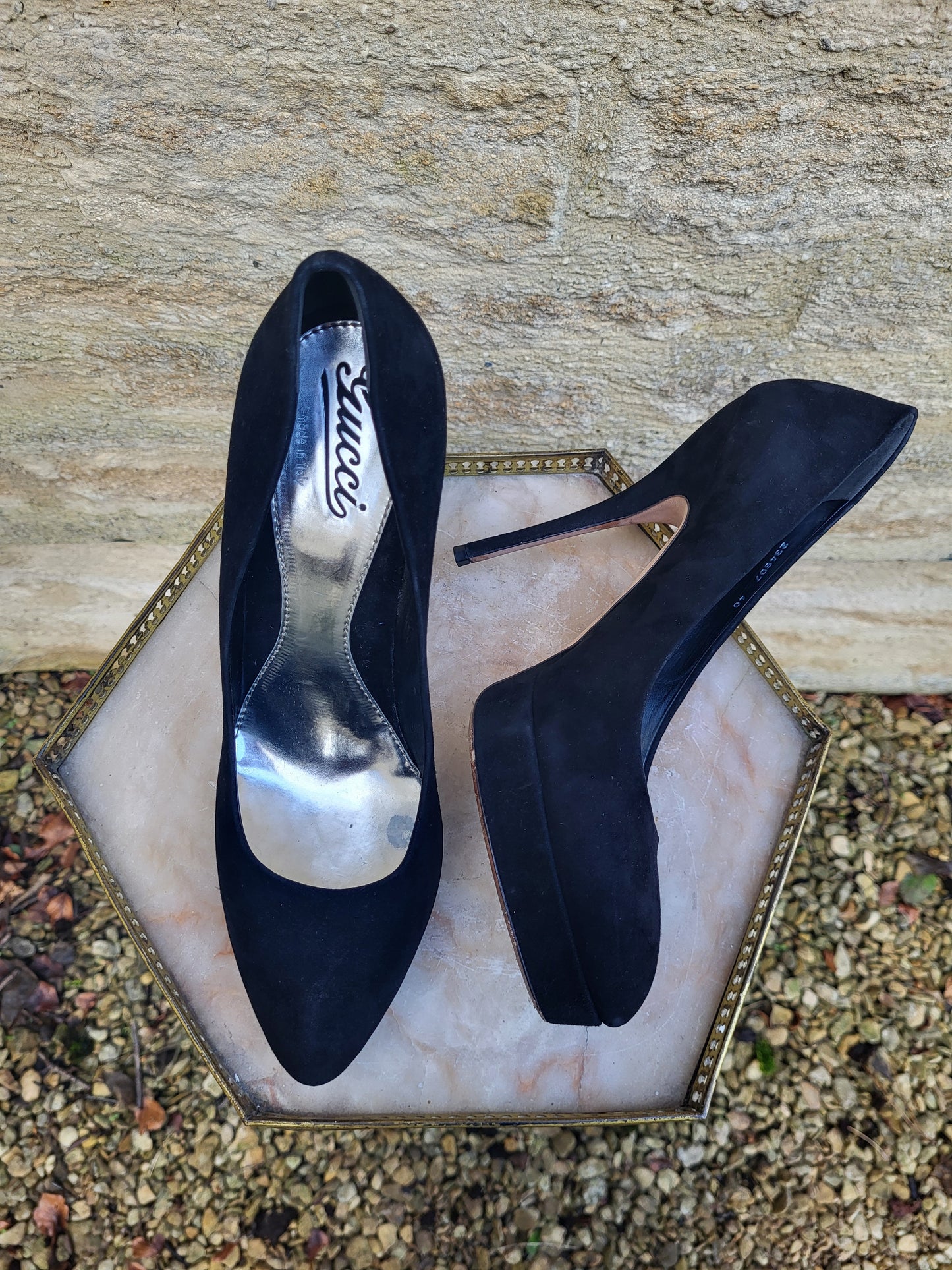 Vintage Gucci Black Suede Platform Heels