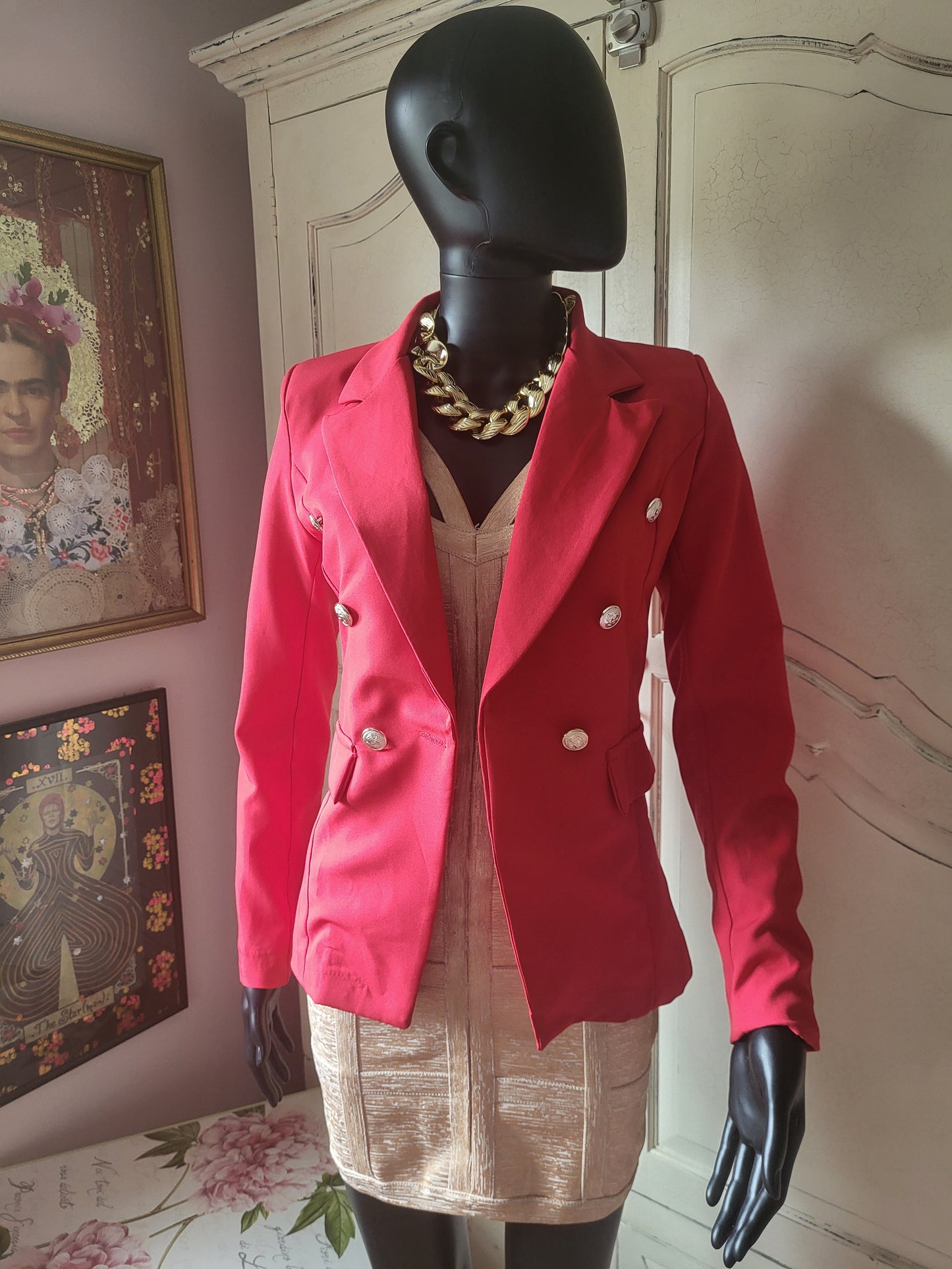 Pillar-box Red Structured Blazer