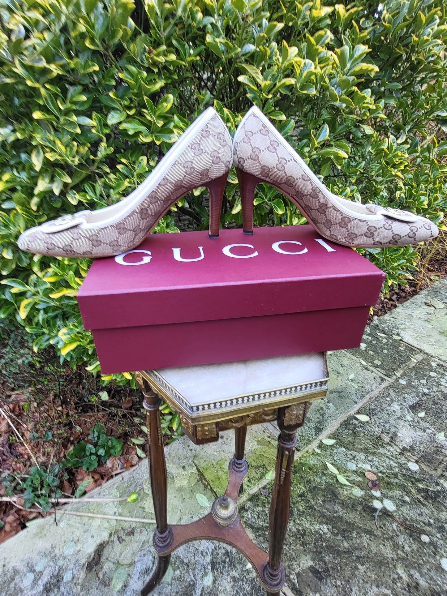 Gucci GG Monogram Canvas Pumps