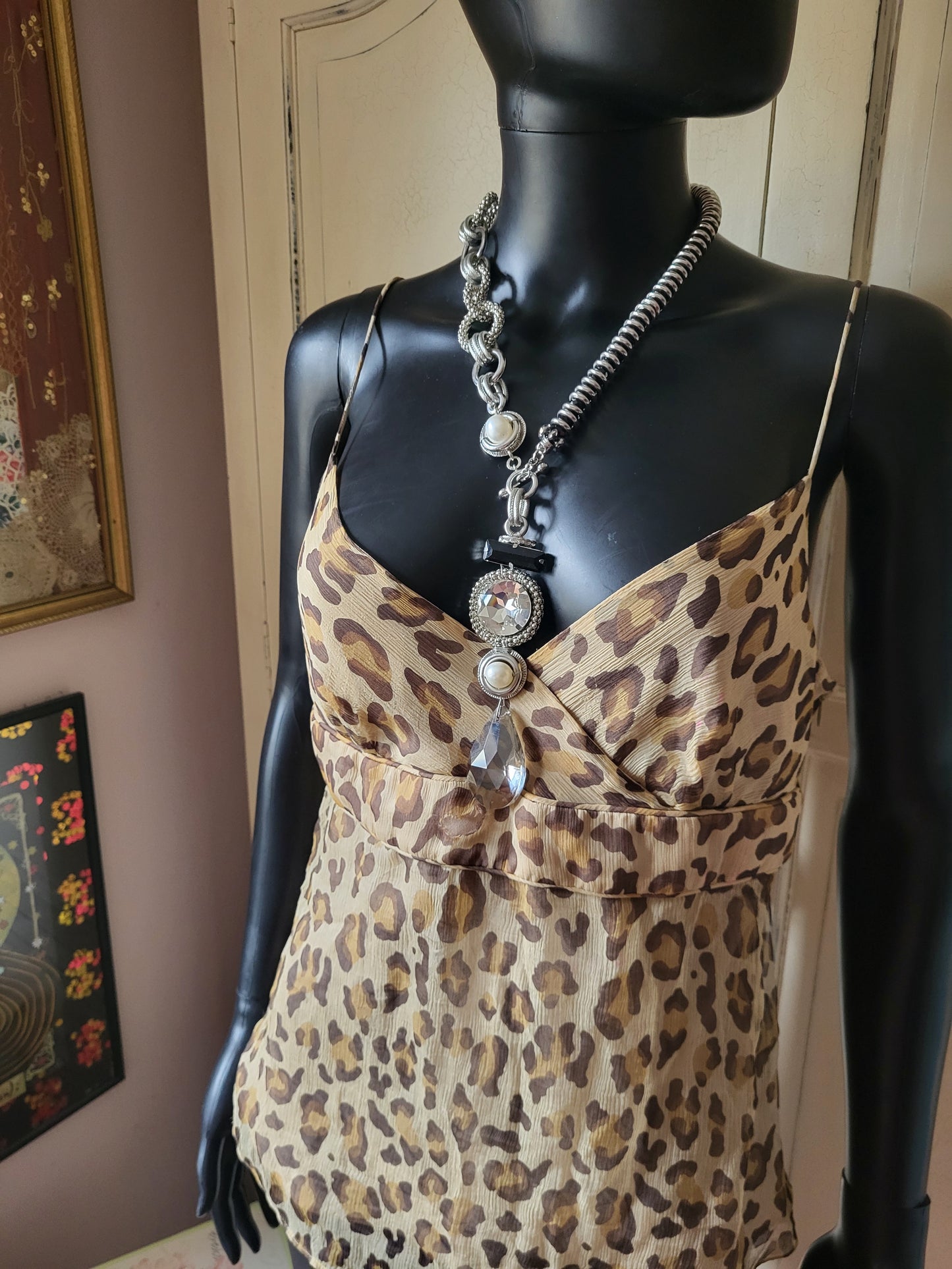 Long Chunky Stone Crystal Pendant