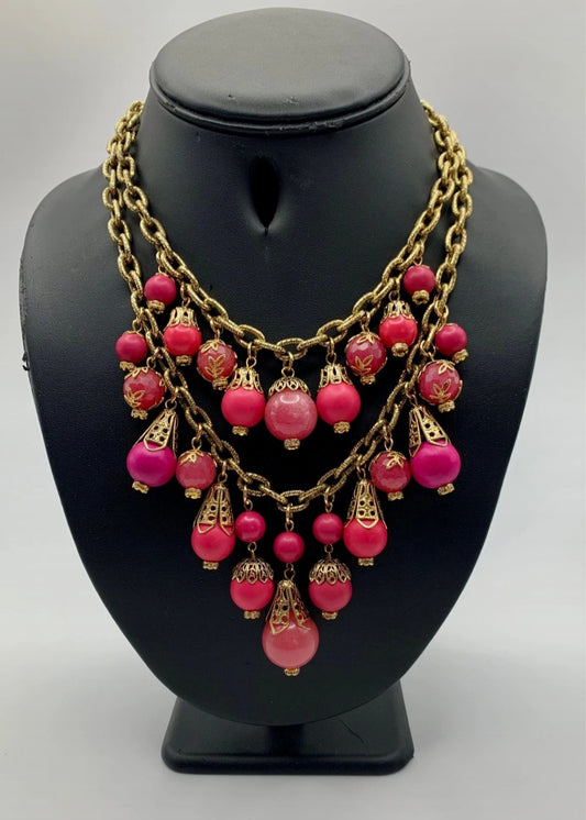 Crimson Cascade Statement Necklace