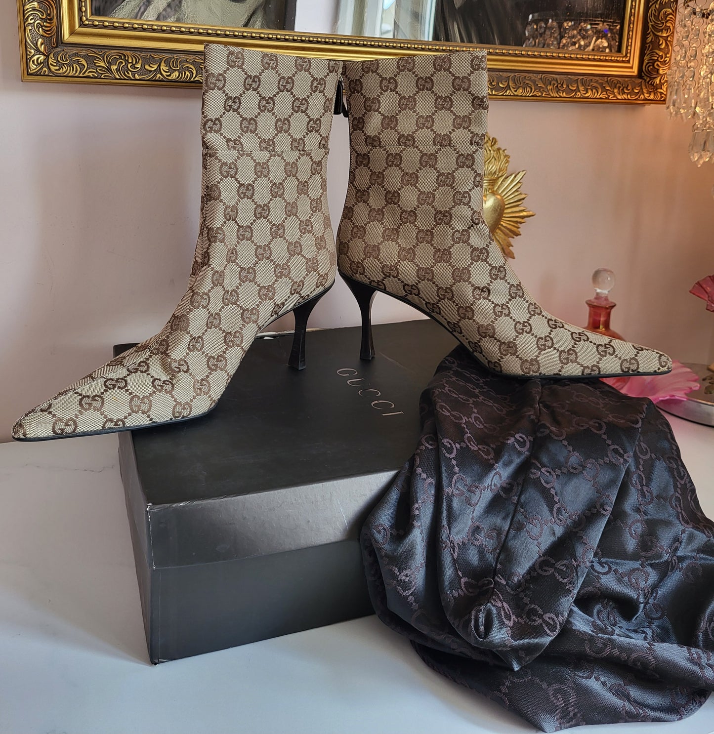 Gucci Classic Monogram Print Boots