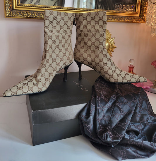 Gucci Classic Monogram Print Boots