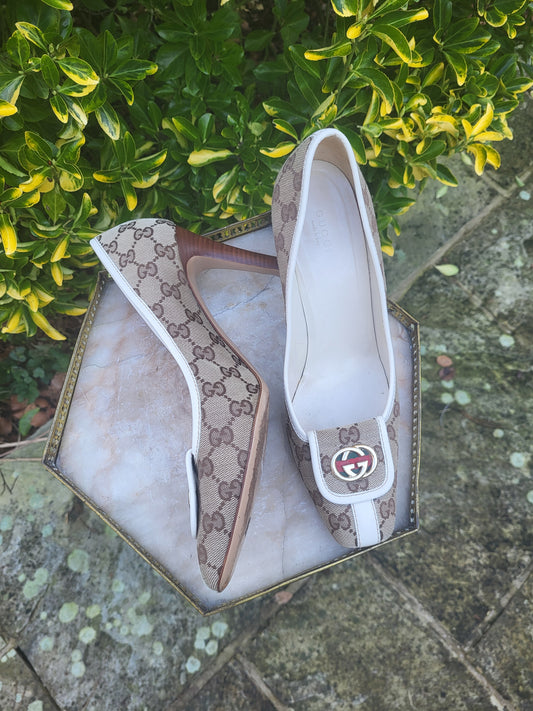 Gucci GG Monogram Canvas Pumps