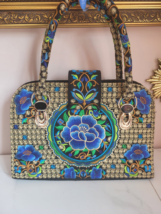 Vintage Hand Stiched Floral Tote Bag