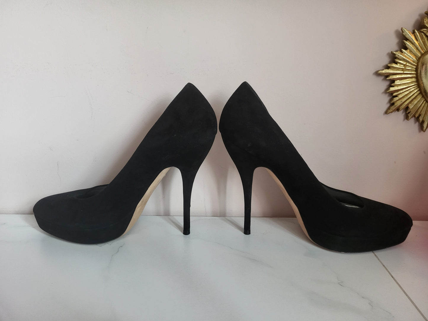 Gucci Black Suede Platform Heels