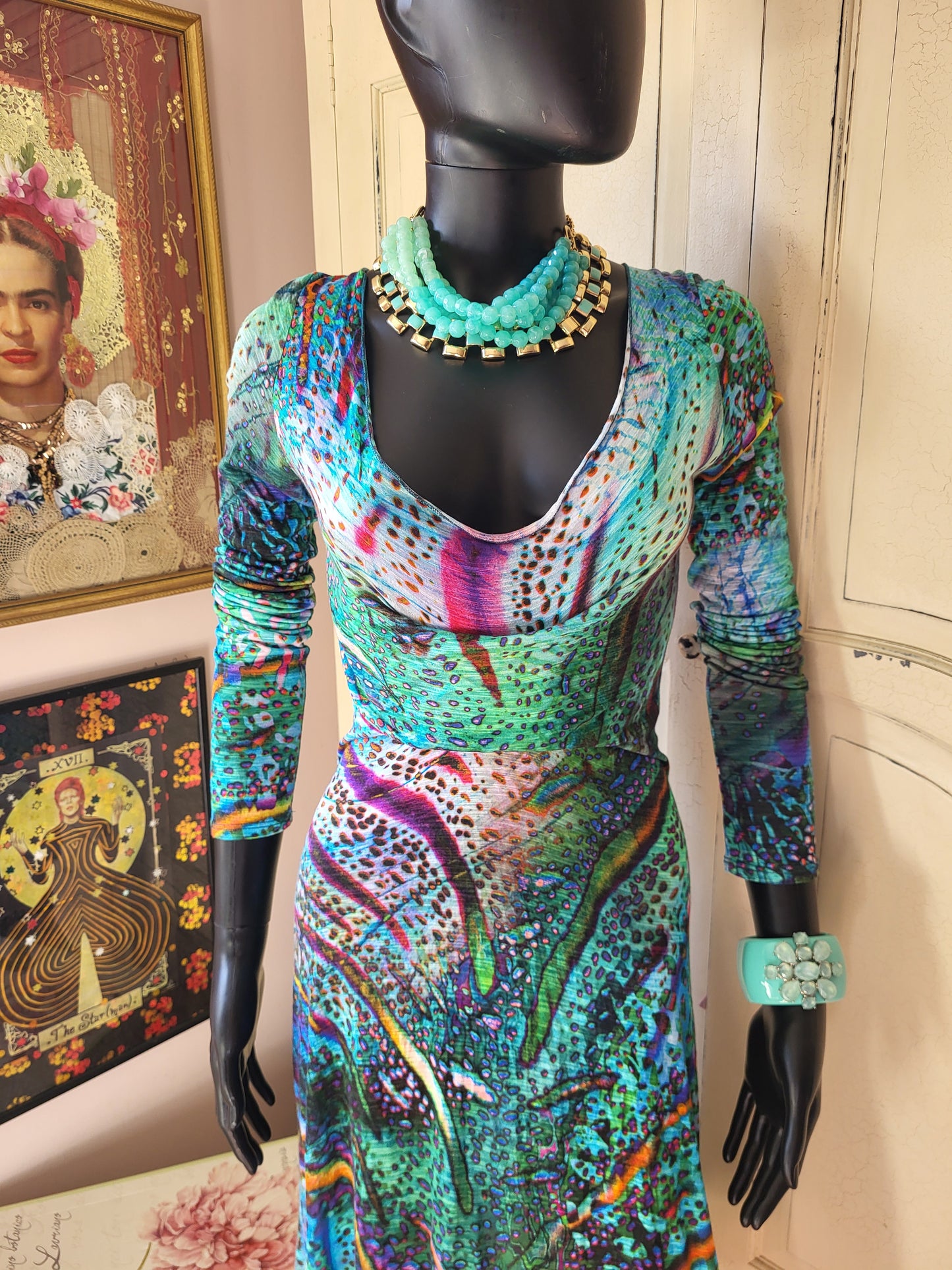 Multicolour Print Midi Dress
