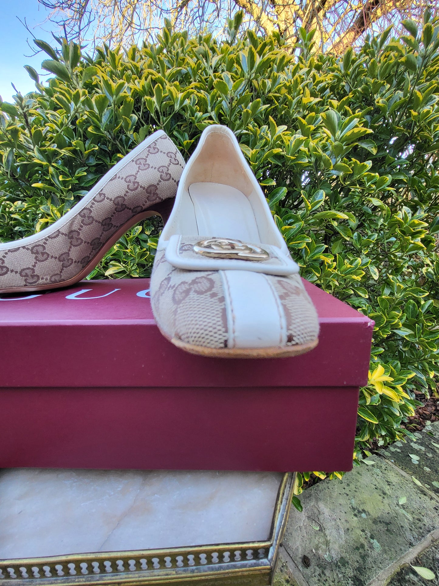 Gucci GG Monogram Canvas Pumps