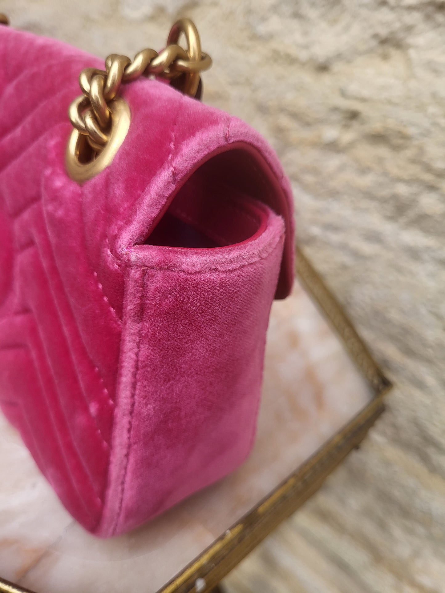 Gucci Crystal Embellished Velvet Marmont Bag