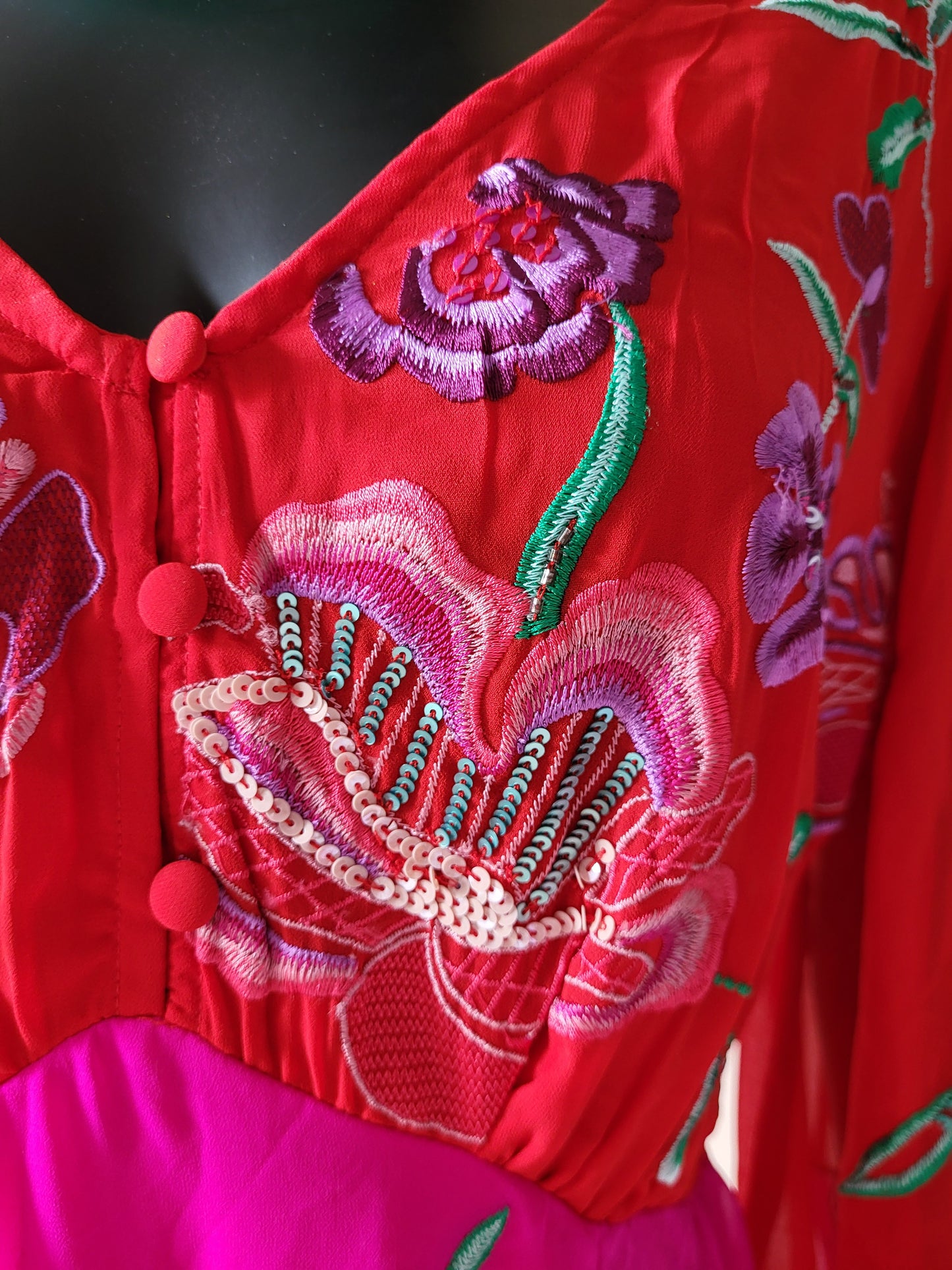 Fuchsia Embroidered Maxi Dress