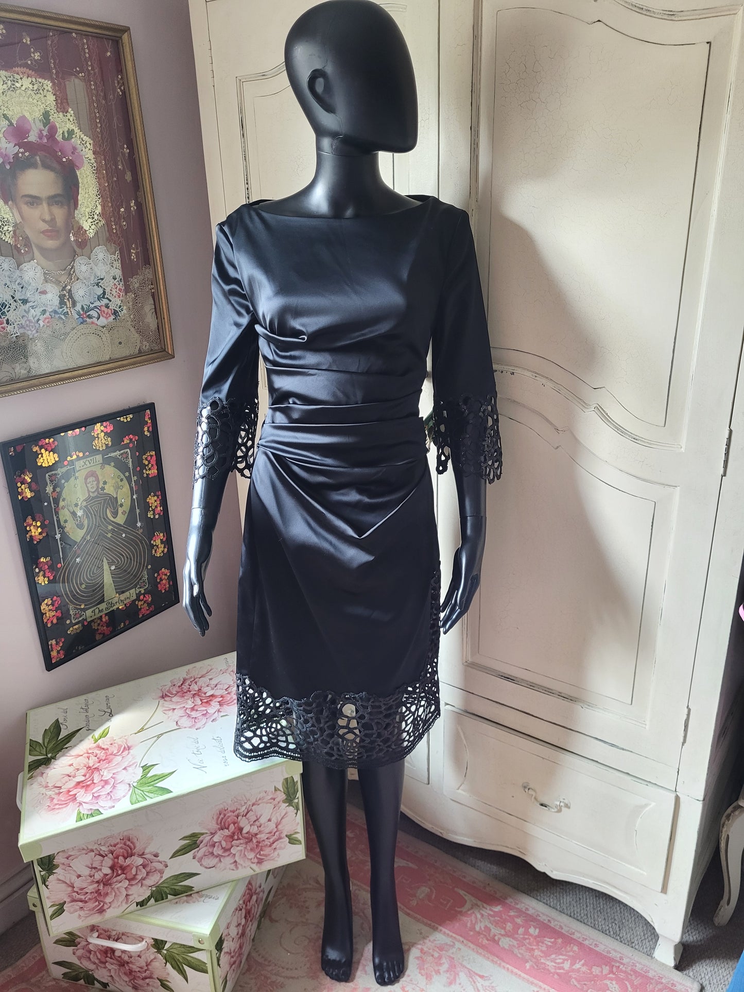 Talbot Runhof Black Embellished Cocktail Dress