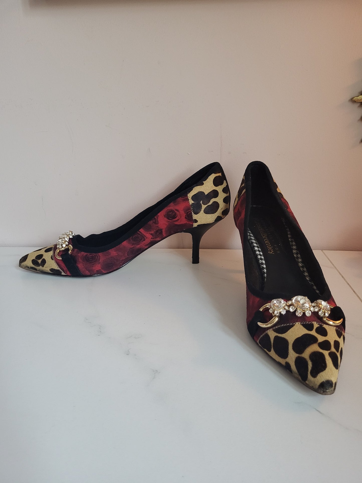 Beverly Feldman for Russell & Bromley Leopard and Diamante Heels