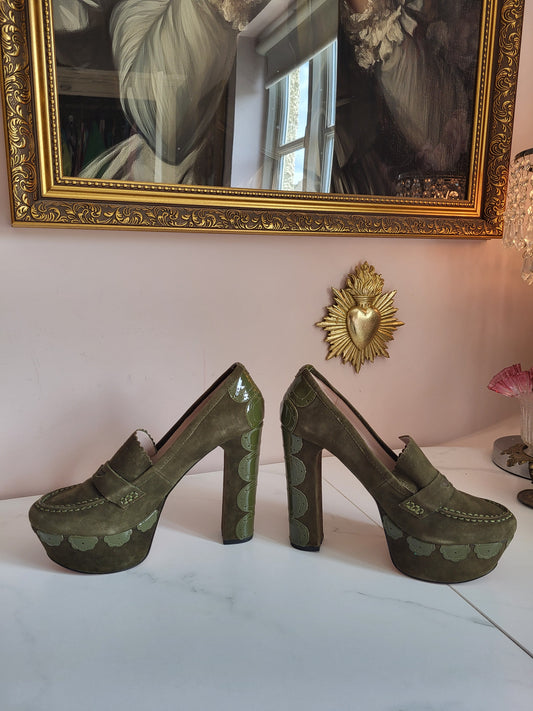 Kurt Geiger Leather and Suede Platform Loafers