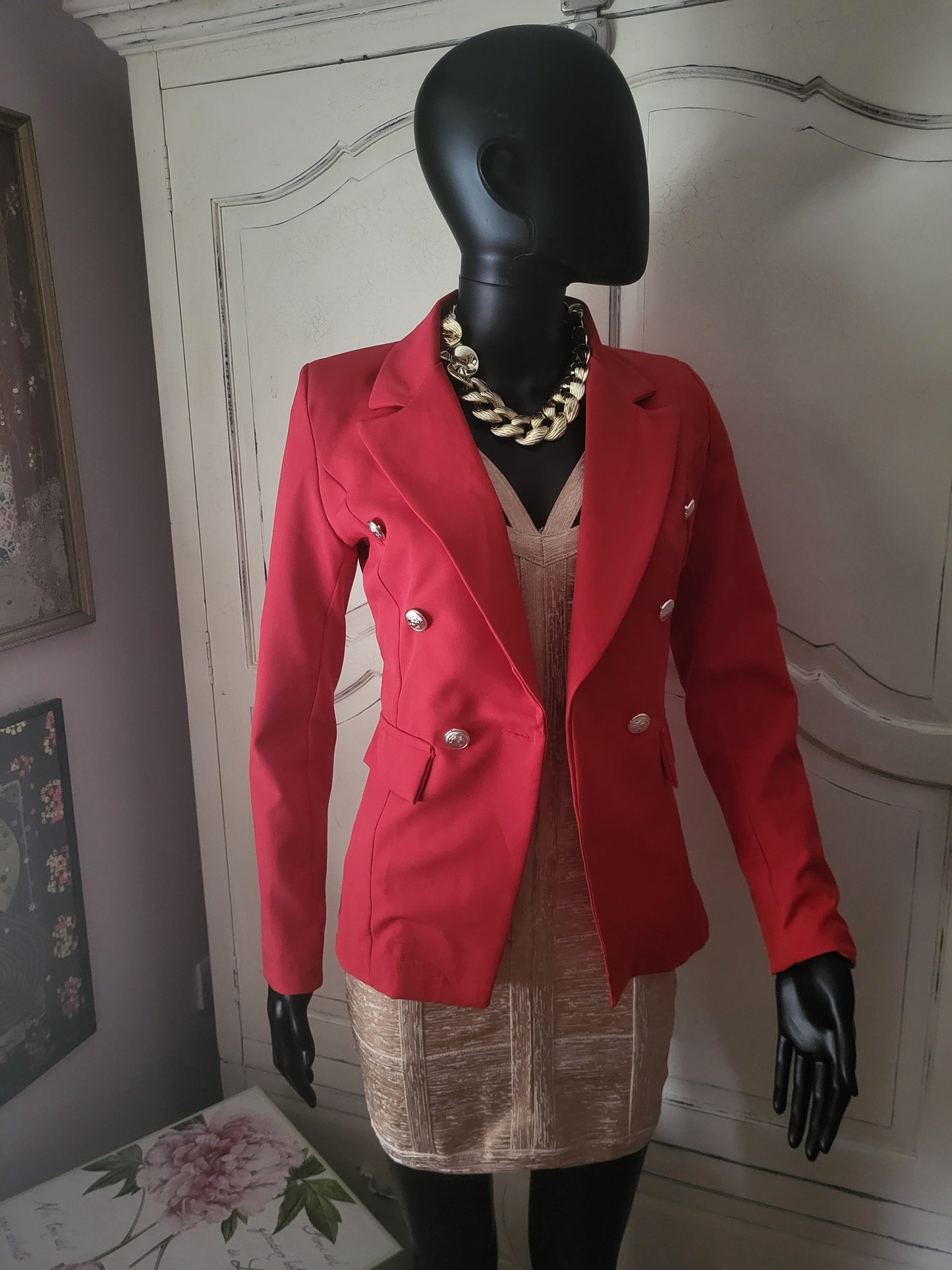 Pillar-box Red Structured Blazer