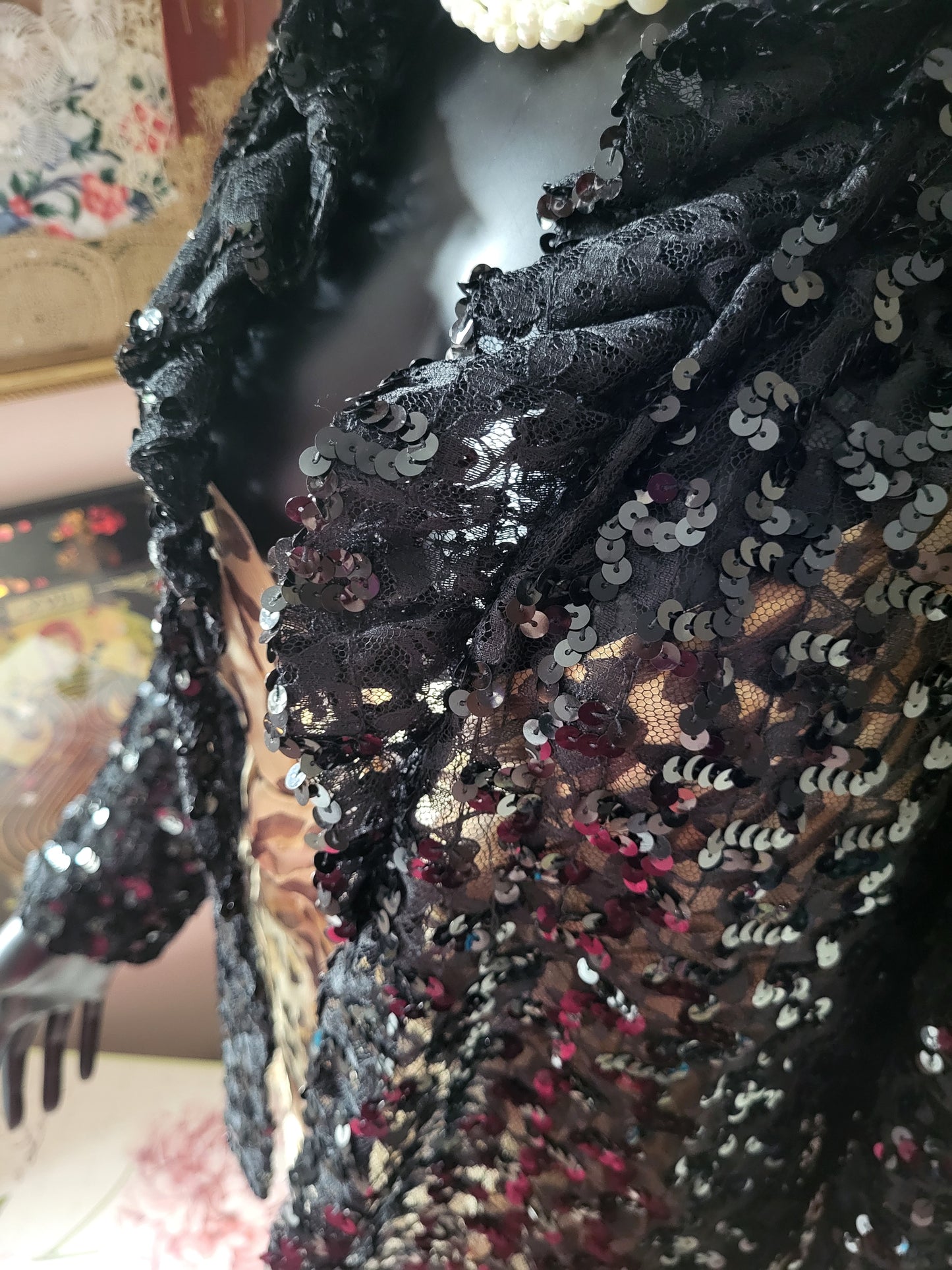 Heléne Sidel Black Vintage Sequin Jacket