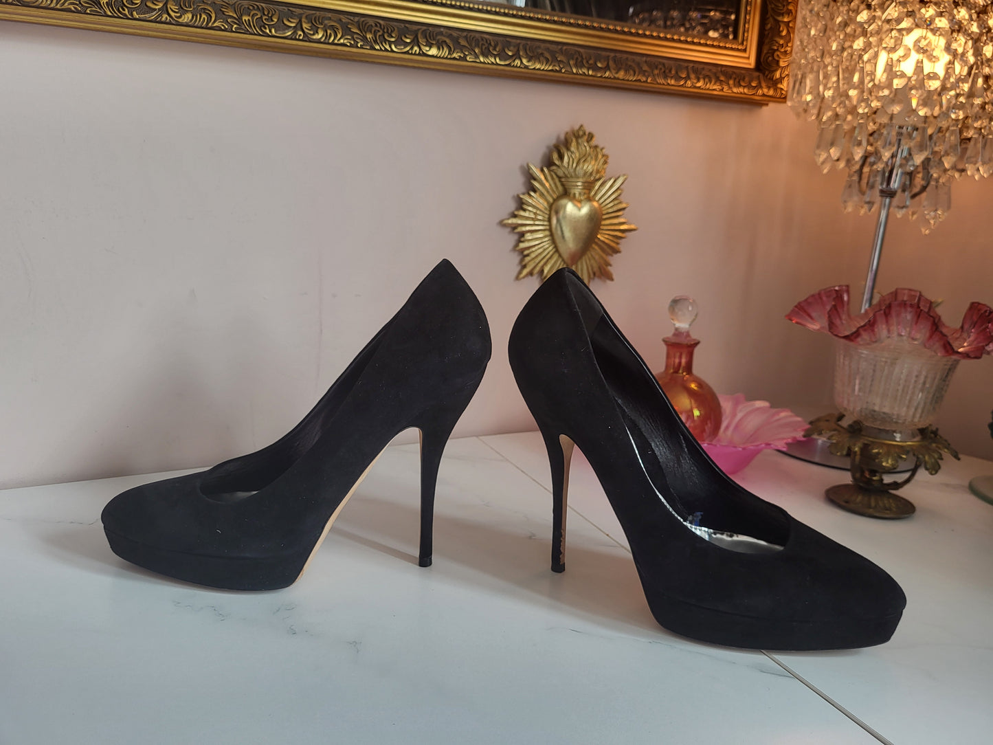 Gucci Black Suede Platform Heels