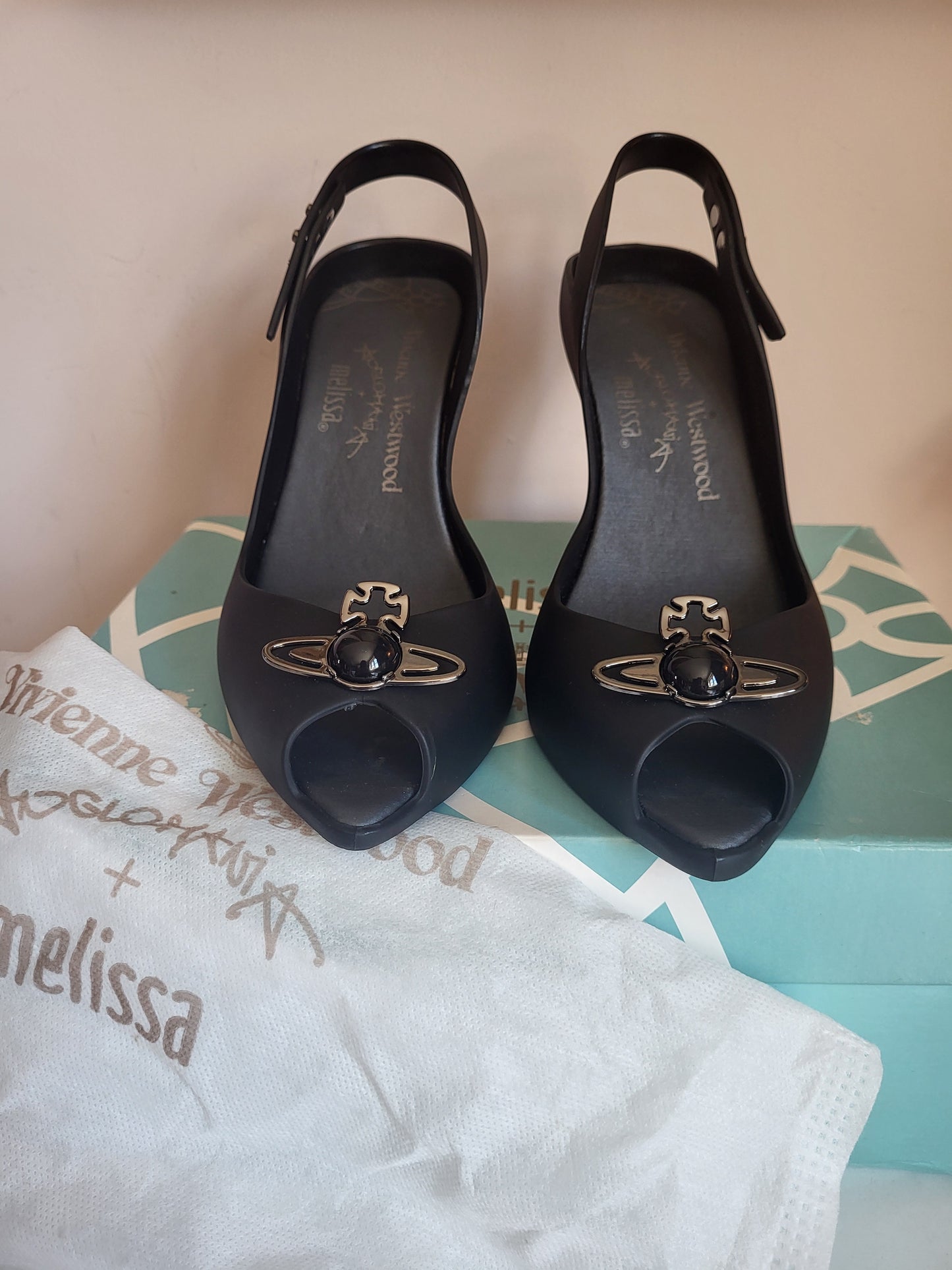 Vivienne Westwood x Melissa Matte Black Orb Heels
