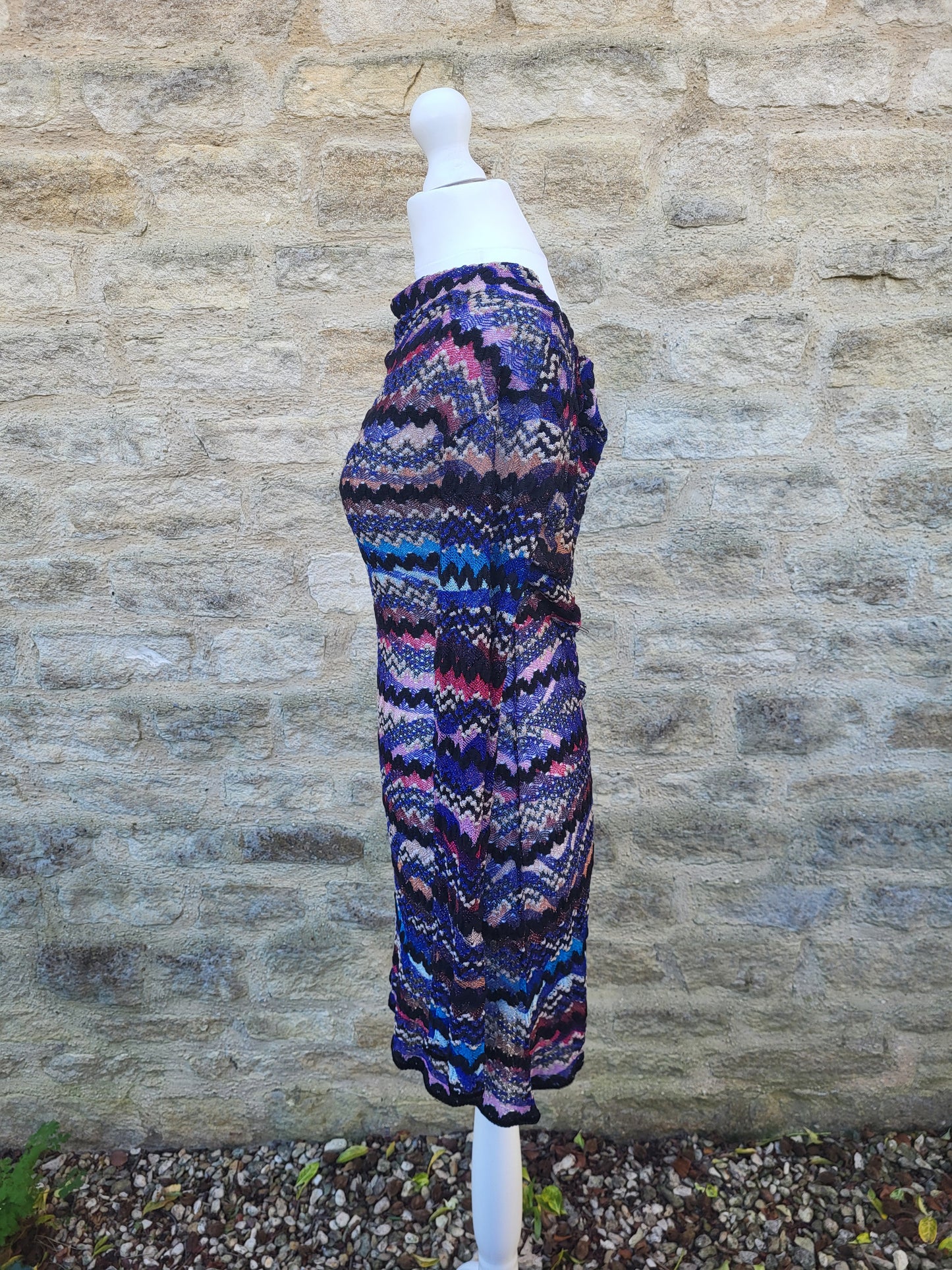 Vintage Missoni Metallic Zigzag Knit Dress