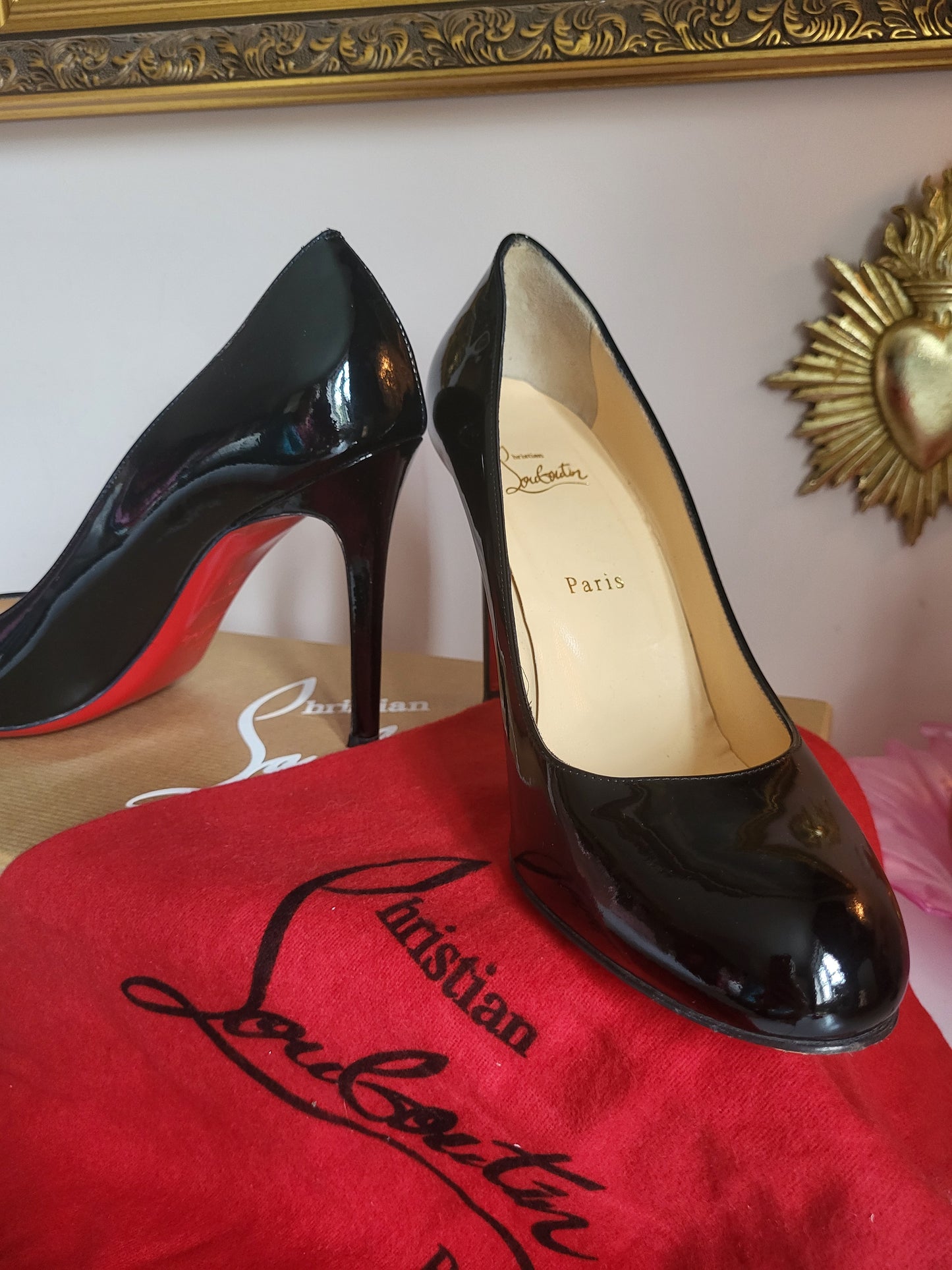 Christian Louboutin Patent Black Court Heels