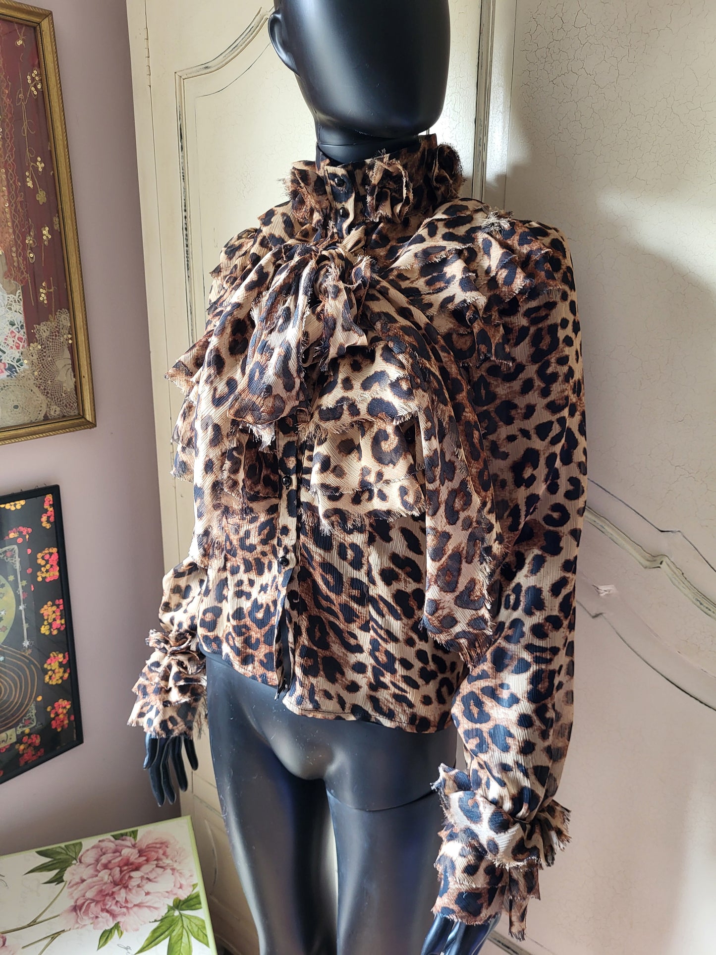 Leopard Print Pussy Bow Blouse