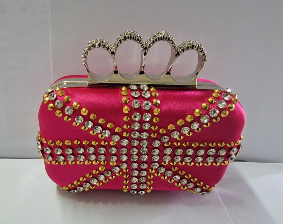 Fuchsia Union Jack Sequin Clutch Bag