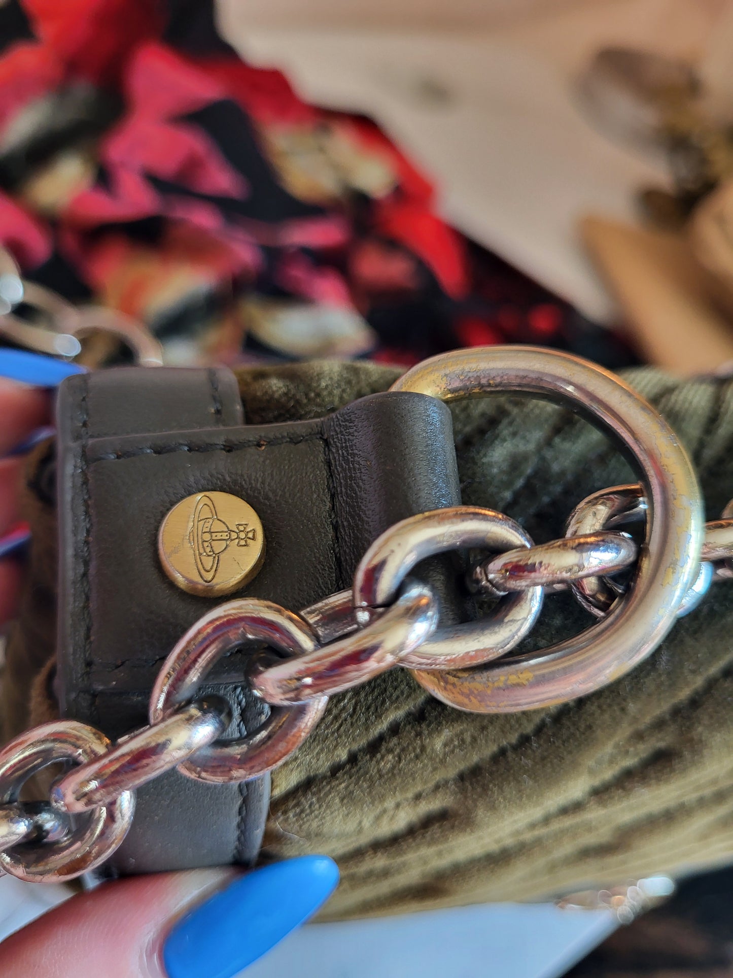 Vintage Vivienne Westwood Olive Velvet Shoulder Bag