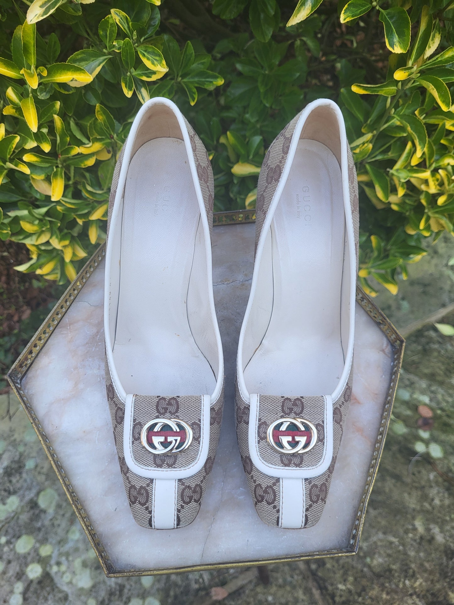 Gucci GG Monogram Canvas Pumps