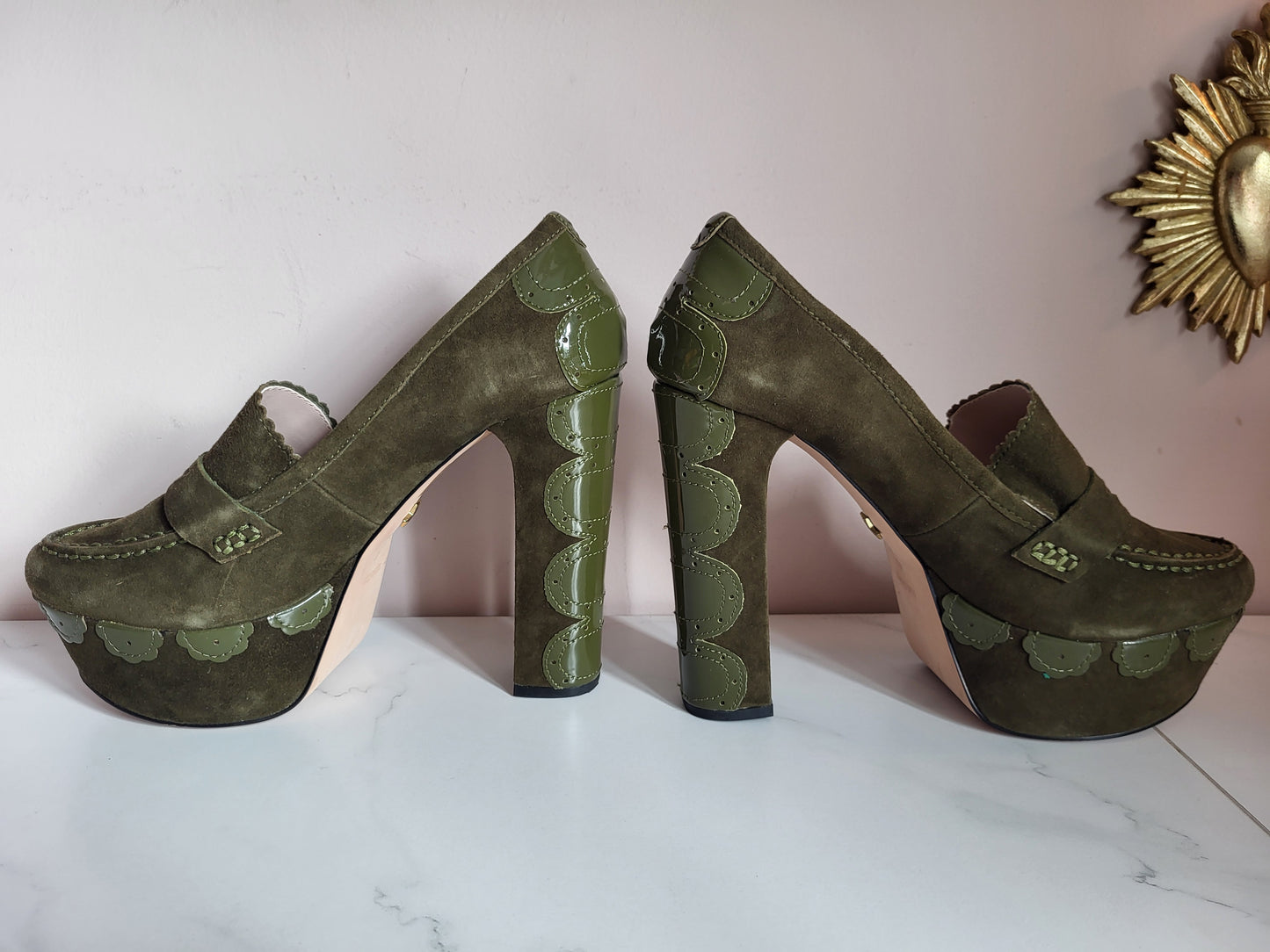 Kurt Geiger Leather and Suede Platform Loafers