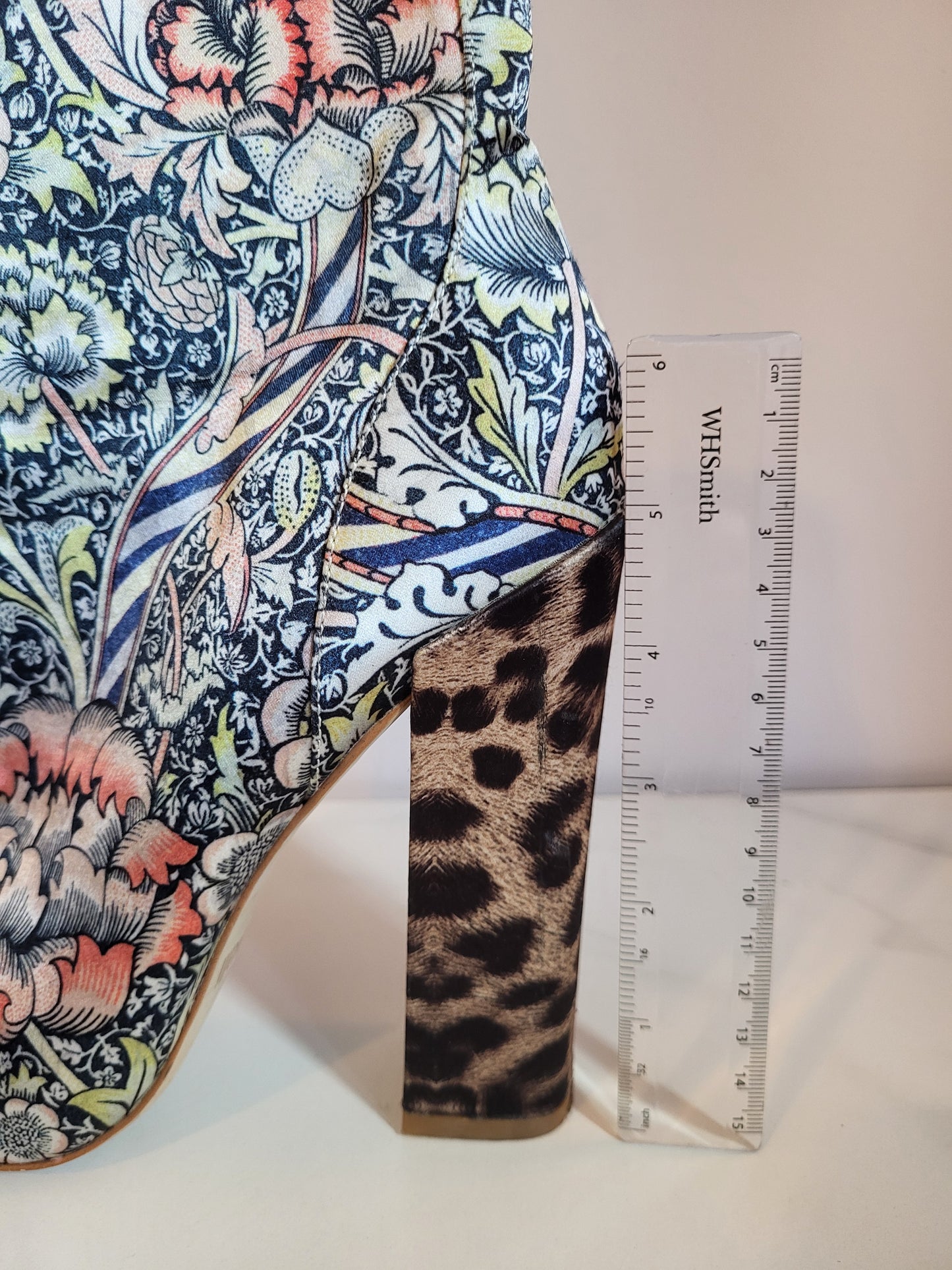 Vintage Satin Just Cavalli Floral and Leopard Print Ankle Boots
