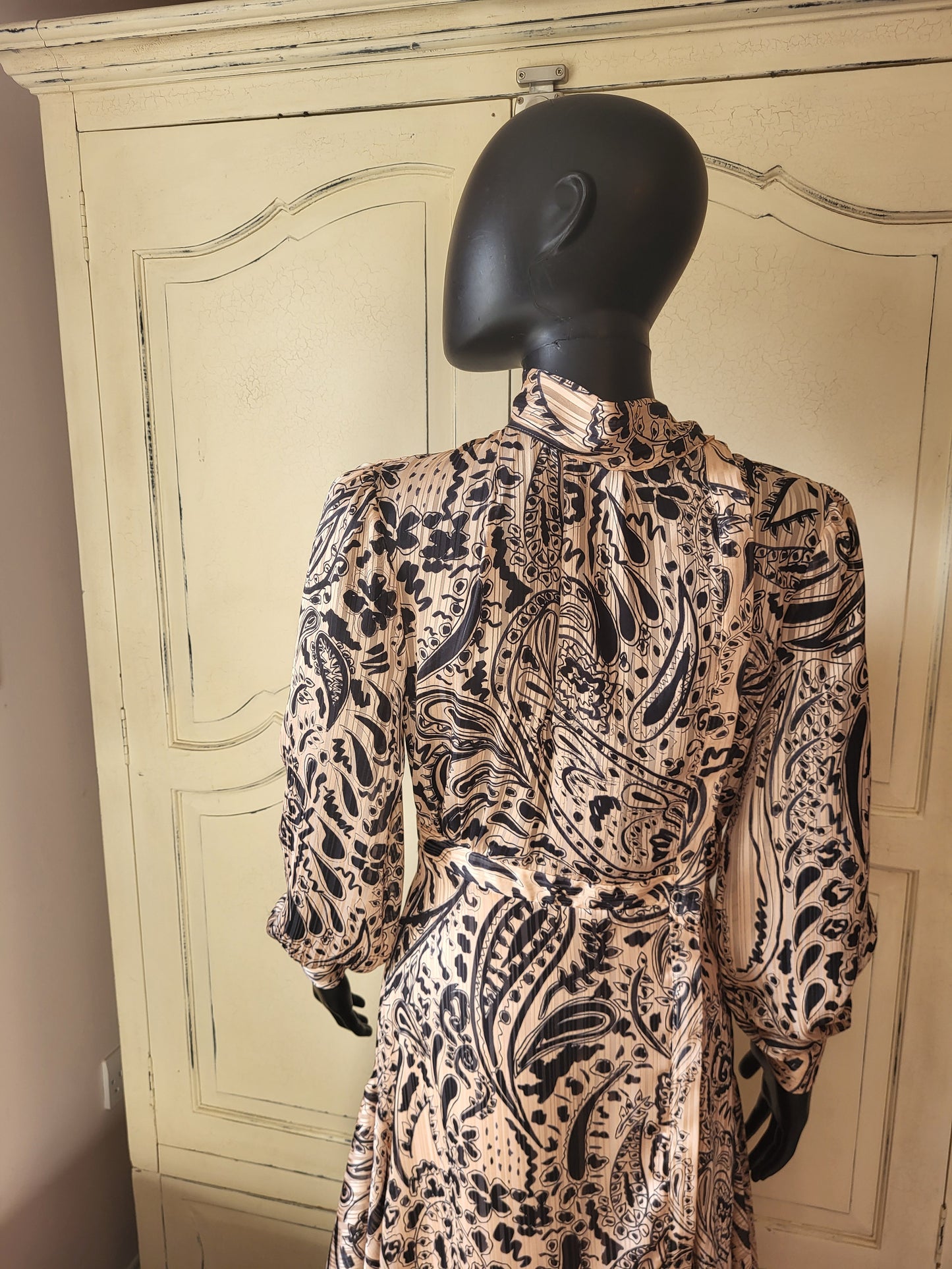 Vintage Topshop Paisley Print Tie-Neck Dress