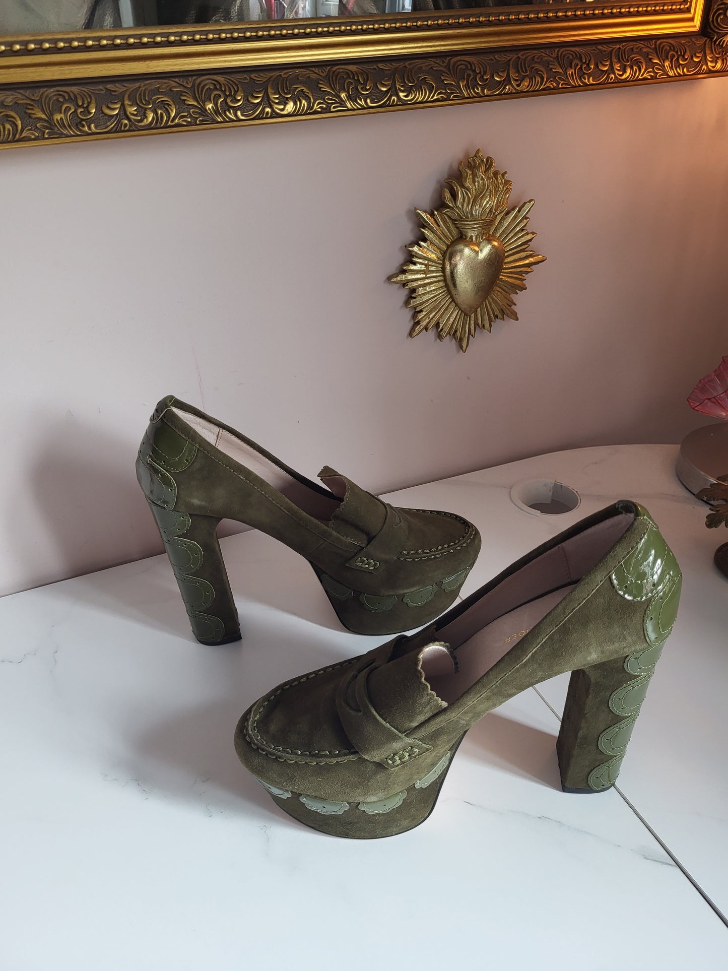 Kurt Geiger Leather and Suede Platform Loafers