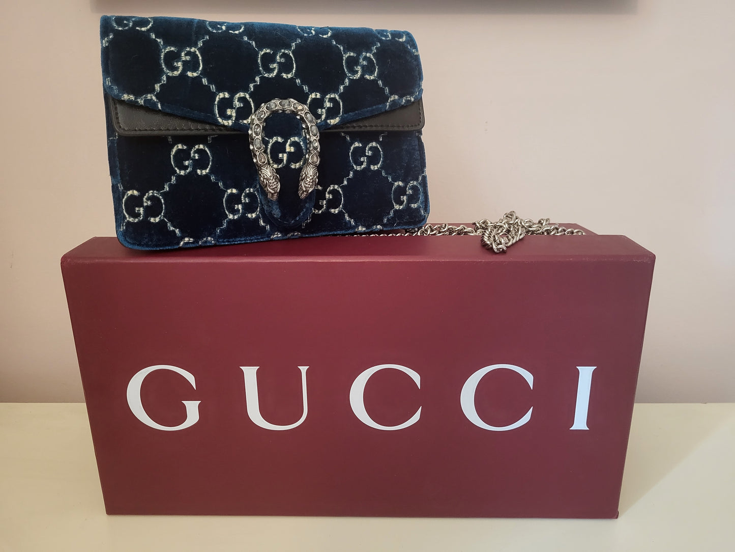 Gucci Dionysus Velvet Teal Mini Chain Bag