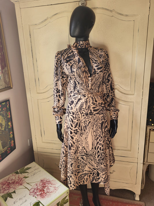 Vintage Topshop Paisley Print Tie-Neck Dress
