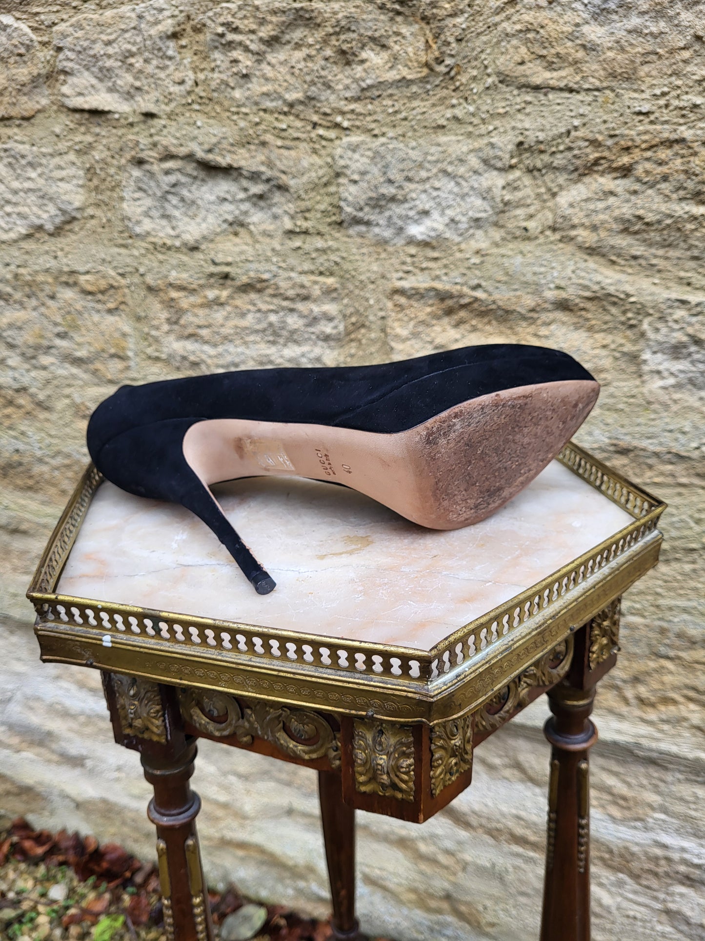 Vintage Gucci Black Suede Platform Heels