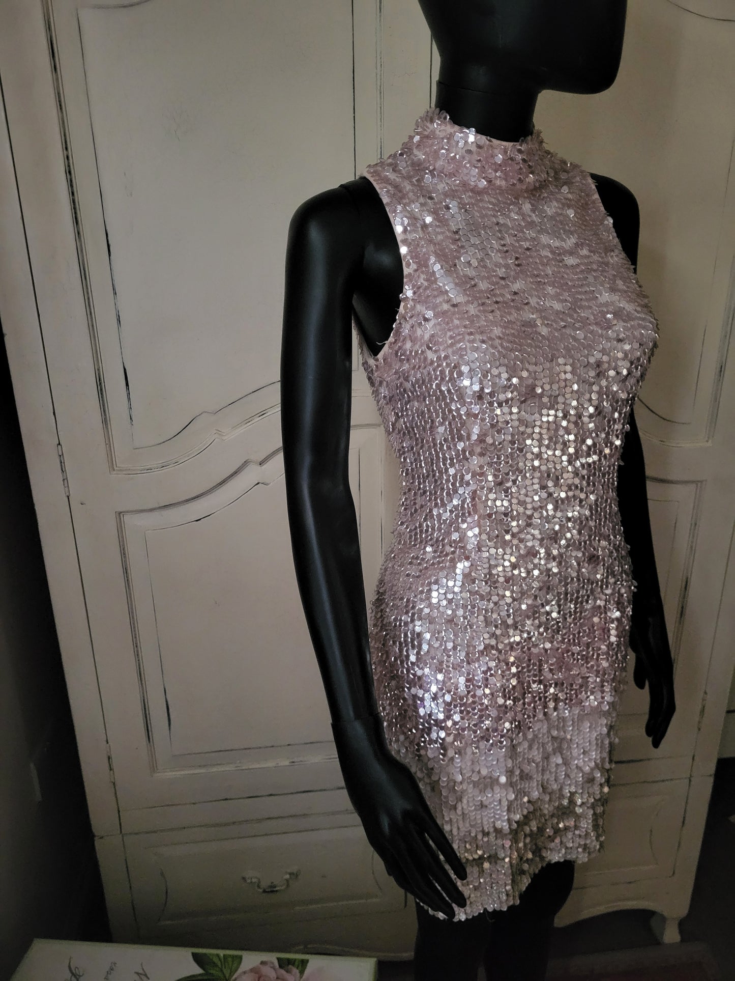 French Connection Rose Pink Sequin Shift Dress