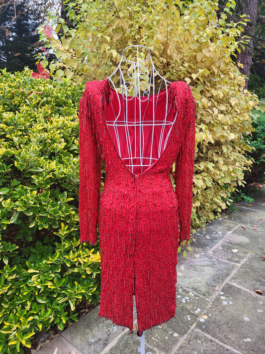 Vintage Red Beaded Dress