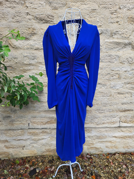 Vintage Frank Usher Cobalt Blue Ruched Dress