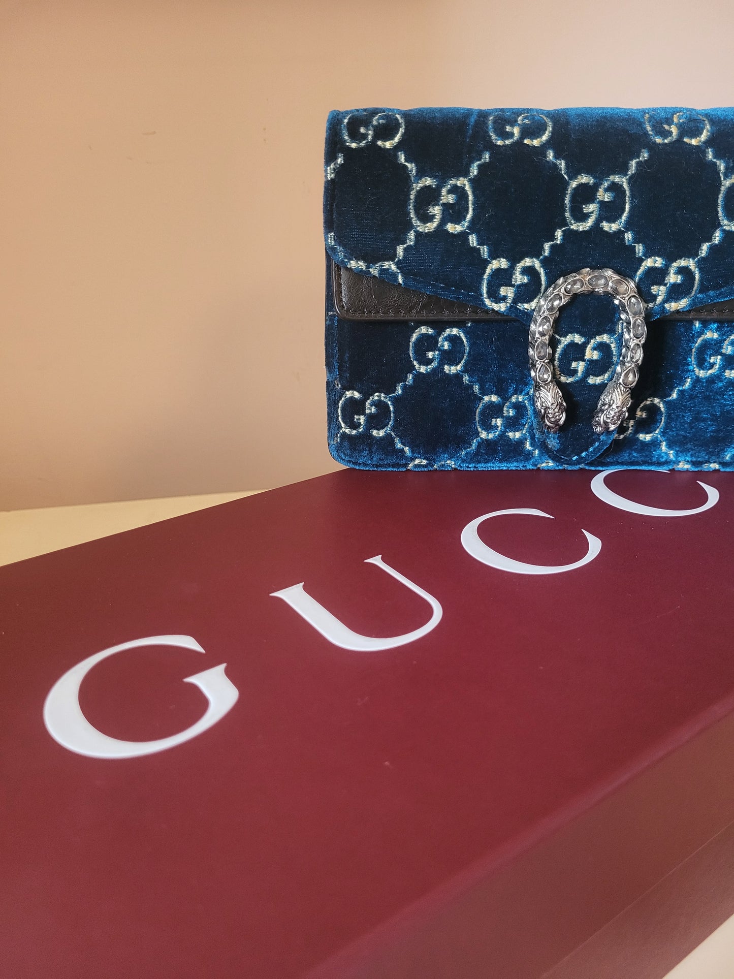 Gucci Dionysus Velvet Teal Mini Chain Bag