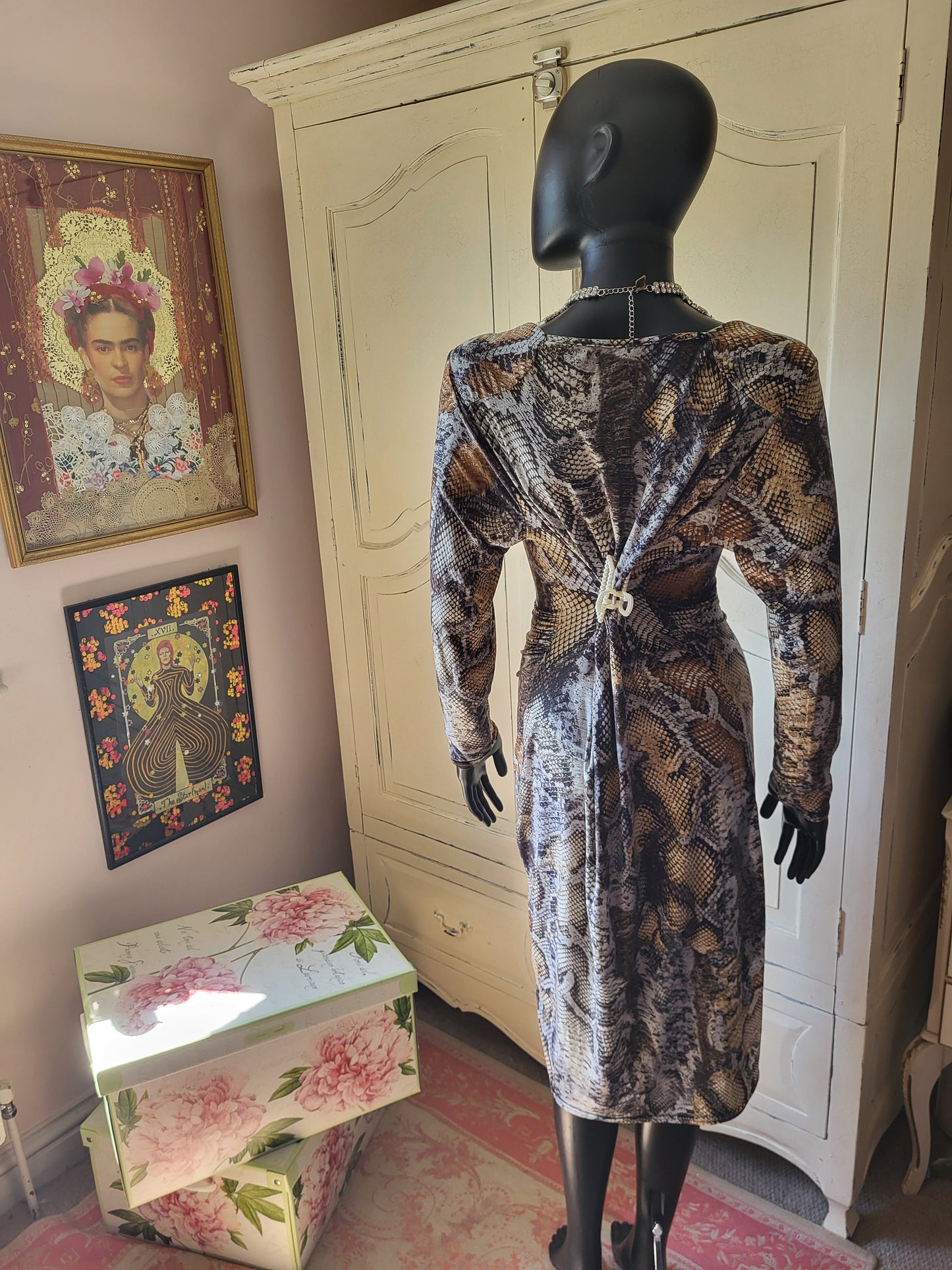 Ingenue London Snakeskin Stretchy Midi Dress