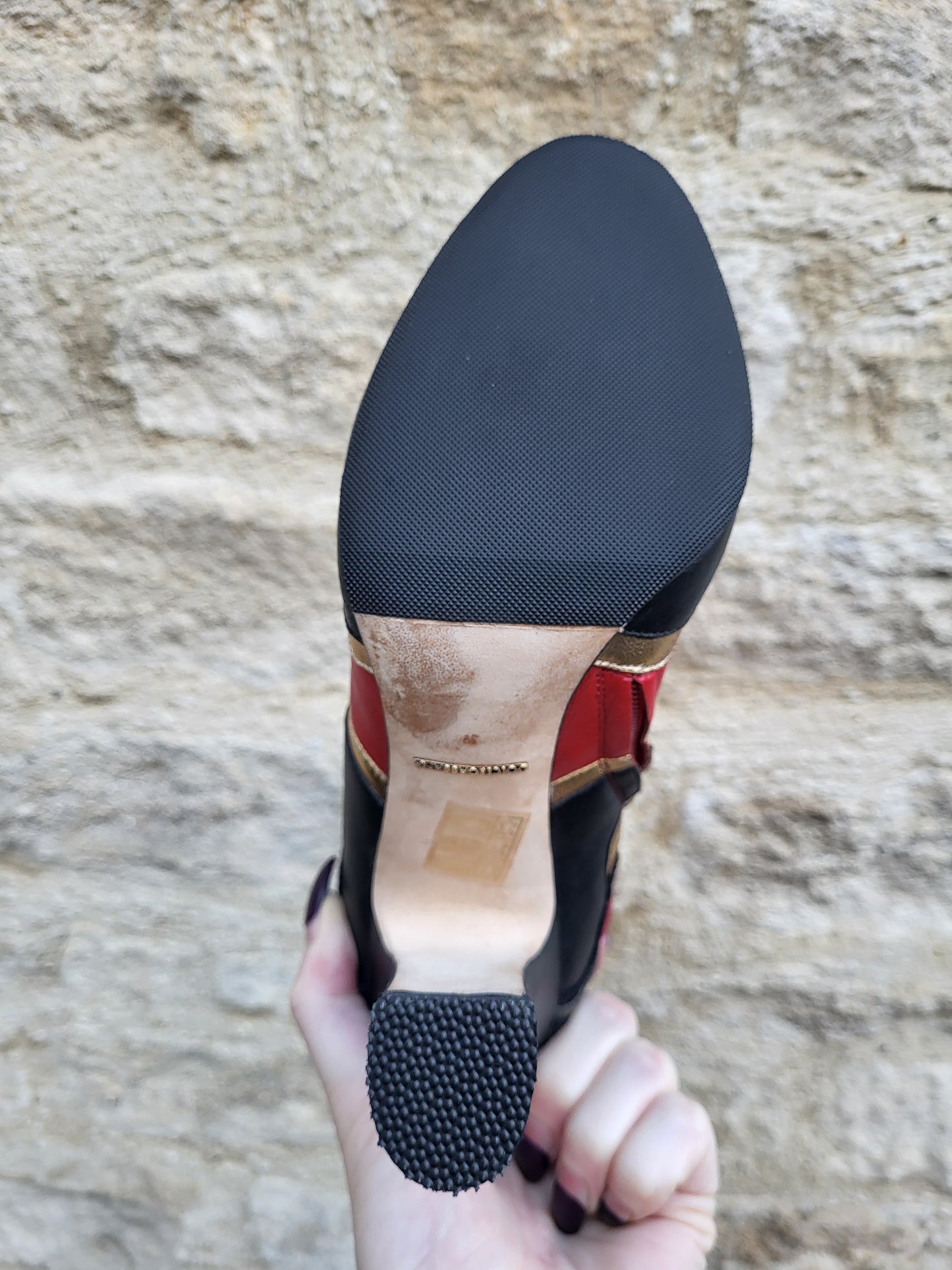 Dolce & Gabbana Baroque Embellished Red Leather Boots