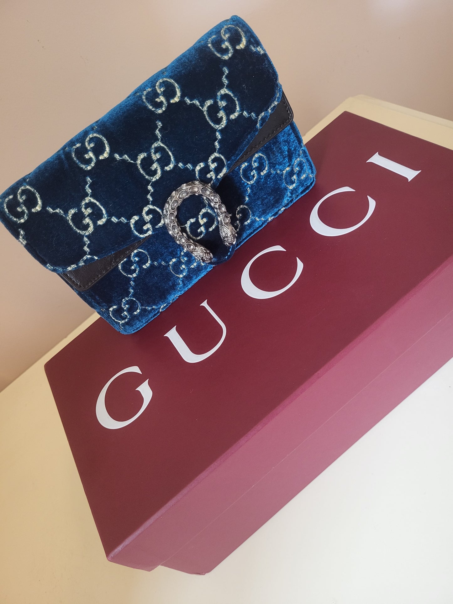 Gucci Dionysus Velvet Teal Mini Chain Bag