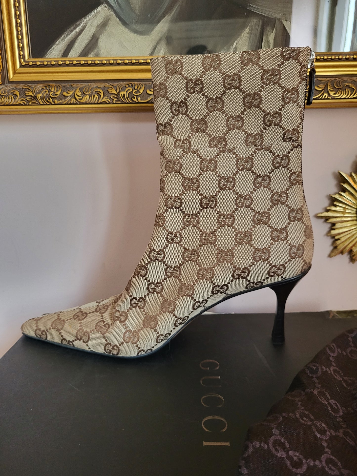 Gucci Classic Monogram Print Boots