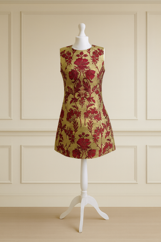 Dolce & Gabbana Gold Brocade Silk Mini Dress