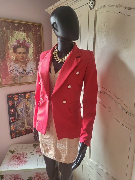 Pillar-box Red Structured Blazer